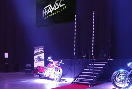 exotic motorcycles on stage