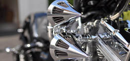 chrome accessories on Havoc Motorcycles custom baggers for sale